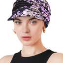 Awefeel Breast Cancer Hats for Women Chemo Turbans Purple Black