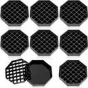 Suclain 8 Pcs Coffee Drip Tray Black Plastic Octagon Coffee Drip Tray with Honeycomb Grid Easy to Clean for Tea Wine (4 Inch)