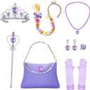 Princess Rapunzel Dress Up Costume for Girls - with Rapunzel Accessories,10-11y