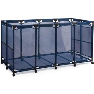 JEFEE Pool Storage Bins Rolling Pool Safety Storage Cart Standard Noodles Holder Organizer with Nylon Mesh, for Pool Floats Storage, Pool Toys Storage Large Capacity 64.57" L*30.51" W*33.46" H Blue