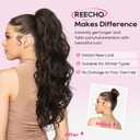 REECHO Ponytail Extension, 24" Claw Clip Ponytail Extension Wavy Ponytails Hair Extensions Jaw Clip on Pony Tails Natural Synthetic Hairpiece for Women Daily, Ash Brown