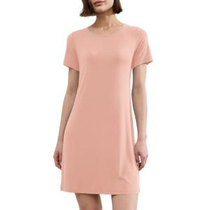 BAMBOO COOL Nightgowns for Women Sleepshirts Cute Short Sleeve Dress Pajamas Women's Soft Sleepwear, Pink, Size: L