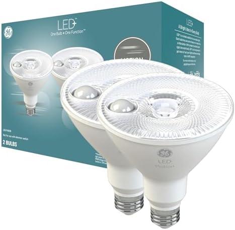 GE LED+ Motion Sensor LED Light Bulbs, 15W, PAR38 Outdoor Security Floodlight, Warm White (1 Pack)
