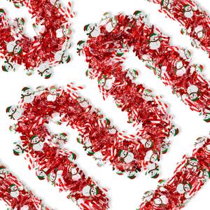 50 Ft Christmas Tinsel Garland, Snowman and Cane Metallic Shiny Party Tinsel Garland, Hanging Decorations for Christmas Tree Wreath Home Party Supplies (Red, Green)