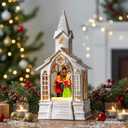 Christmas Village Snow Globes Church Choir Water Lantern,Silent Night Music, Holiday Decorations Gifts for Family Children or Friends