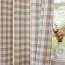 WUBODTI Beige White Buffalo Plaid Light Filtering Curtains 72 Inches Long 2 Panels, Rod Pocket Tan Check Non See Through Privacy Window Curtain Farmhouse Gingham Drapes for Living Room Bedroom