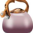 Tea Kettle for Stove Top, 3.2QT Whistling Tea Pots with Wood Parttern Handle, Stainless Steel Teapot for Home and Kitchen (Purple Gradient)