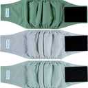 Paw Legend Washable Dogs Diapers Male Dog Belly Bands for Male Dogs Diapers Reusable Puppy & Doggie Diapers Male (3 Pack, Large) (Green and Grey)
