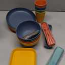 Idealic 28-Piece Wheat Straw Dinnerware Set for 4, Microwavable Dishes Dishwasher Safe Unbreakable Dinnerware Set, Dinner Plates,Snack Bowls, Camping Cups, Reusable Kitchen Set, Colorful