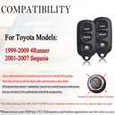 MechanMagic 2PCS Key Fob Remote Replacement Fits for Toyota 4Runner 1999 2000 2001 2002 2003 2004 2005 2006 2007-2009/Sequoia 2001-2007 HYQ12BBX Keyless Entry Remote Control HYQ12BAN/HYQ1512Y