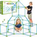 SpringFlower Fort Building Kit for Kids, STEM Construction Toys, Educational Gift for 3 4 5 6 7 8 9 10 11 12 Years Old Boys and Girls, Ultimate Creative Set for Indoor & Outdoors Activity, 200 Pcs, Green