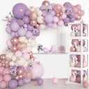 Amandir 153Pcs Purple Baby Shower Decorations for Girl, Double-stuffed Pink Purple Balloon Arch Kit Baby Boxes with Letter Foil Butterfly Balloons Sticker for Birthday Wedding Party Supplies