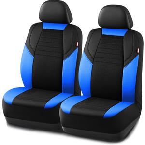 Rubbermaid Car Seat Cover, Leather & Air-Cool Mesh Front Seat Cover, Airbag Compatible, Slip-On Installation, Automotive Seat Cover Universal Fit for Most Cars, Trucks, SUVs-Blue