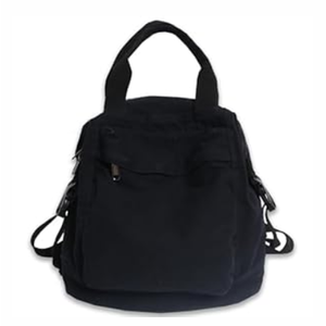 PRLINJSK Mini Canvas Backpack for Women Girls Cute Small Backpack Purse Aesthetic Backpack, Black