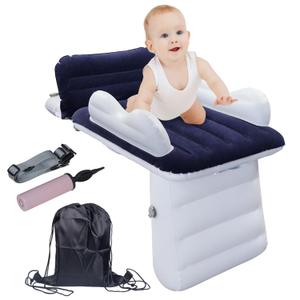 Inflatable-Toddler-Travel-Bed for Airplane Car Seat Portable Foldable Infant Travel Bed Baby Travel Crib with Sides,Hand Pump Safety Belt and Carry Bag Sets