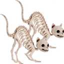 JOYIN 2 PCS Skeleton Cats Halloween Decorations Set Animal Courtyard for Photo Props Indoor Outdoor Decorations, Trick or Treat Decor, Spooky Scene Party Favors (7 * 7.9 * 3 inches)