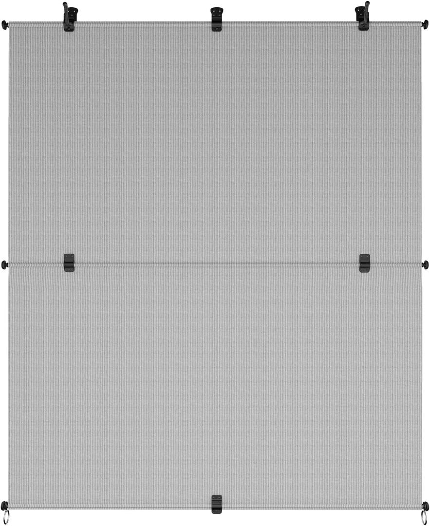 7'W x 6'H Outdoor Shade Blinds Patio Roller Blinds Blackout Shade Outdoor Collapsible Privacy Screen for Gazebo Balcony Porch Carport Patio Window (Light Gray, Foldable)