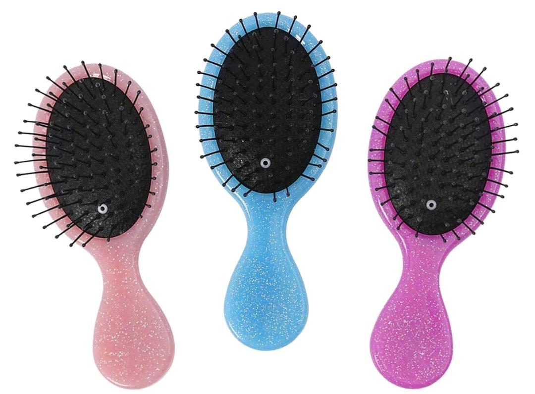 Toddler Detangler Hair Brush Travel Detangling Brushes 3Pcs Women Valentines Day Best Gift Small For Baby Kids Pocket hairbrush Pro, for Curly Wet Dry Tangle (pink blue purple)