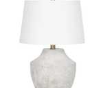 Monarch 20" Concrete Stone Table Lamp with Tapered Shade in Cream and Beige
