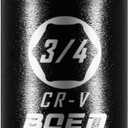 BOEN 1/2" Drive Deep Impact Sockets, Premium Impact Socket, 3/4 Inch Socket, SAE, 6 Point, Cr-V Steel with Laser Marking - Strong and Durable