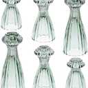 Lysenn Glass Candle Stick Holder Set of 6 – Premium Taper Candle Holders for Romantic Ambiance - Candle Sticks Holder Decor for Special Occasions - Green