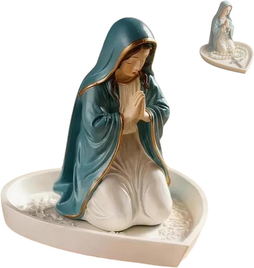 virgin mary rosary holder, 5.5" Virgin Mary Statue - Blessed Mother Figurine, Perfect Catholic Gift for Women, Ideal Catholic Home Decor (A)