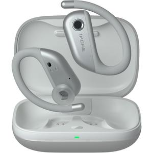 1MORE Fit Open Earbuds S50, Open Ear Wireless Headphones Bluetooth 5.3 with 4 Microphone, Earbuds with Earhooks for Sports Running, IPX7, Fast Charging, 38H-Playtime, Preset EQ Via App, Silver 