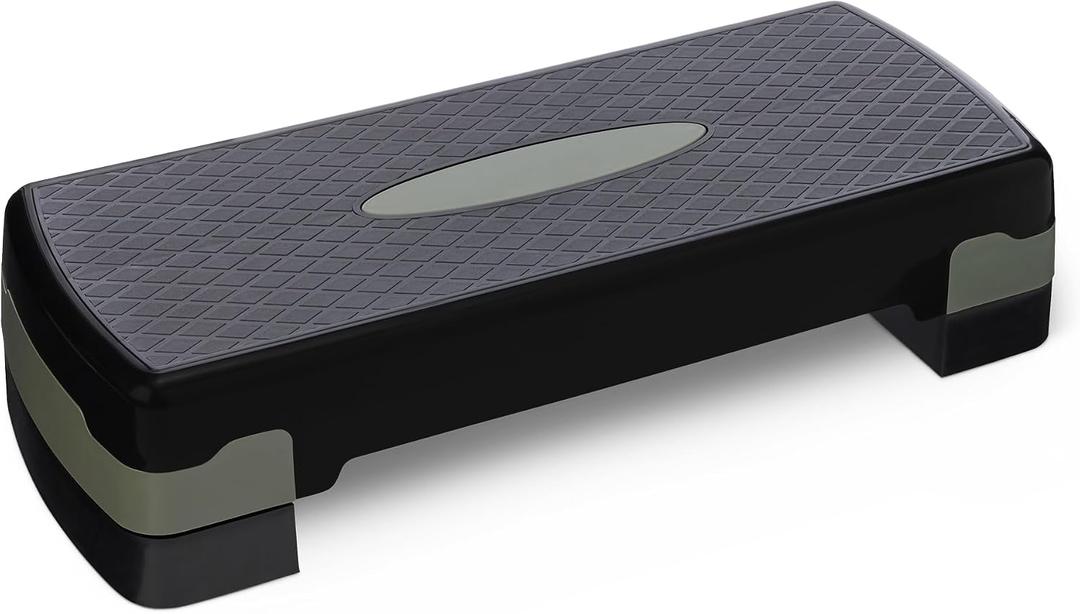 Amazon Basics Aerobic Exercise Step Platform, Adjustable Workout Stepper for Home Fitness, 27", Black/Grey, 26.8"l X 11"w X 6"h
