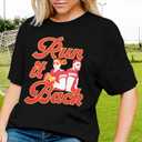 Game Day Shirt Women: Team Fan T-Shirt Cute Football Heart Graphic Tees Casual Season Short Sleeve Tops (Black)