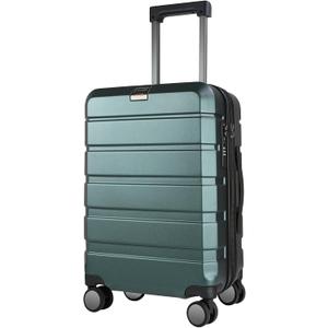 KROSER Hardside Expandable Carry On Luggage with Spinner Wheels & Built-in TSA Lock, Durable Suitcase Rolling Luggage with USB Port, Carry-On 20-Inch Green