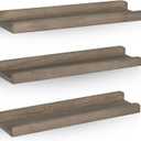 Emfogo Wood Picture Ledge Shelf Rustic Floating Wall Shelves Set of 3 for Storage and Display 16.9 inch Weathered Grey