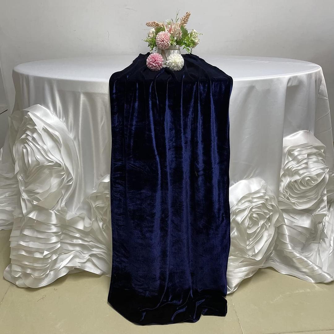 Luchuan Navy Blue Velvet Table Runner, 11ft Luxurious Wedding Reception Decorations Soft Velvet Fabric, Table Runner Overlay for Wedding Event Table Decorations (Navy Blue, 20X132inch)