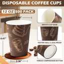 500 Pack 12 oz Coffee Cups, Paper Cups 12 oz Disposable Coffee Cups Thickened Paper Cups Bulk Hot/Cold Cup for Office, Home, Event