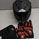 Adult Motocross Dirt Bike Helmet with Goggle, Gloves & Mask - DOT/FMVSS-218 Off-Road Motorcycle & ATV Helmet with Adjustable Sun Visor (X-Large, New Black)