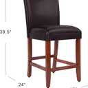 Homepop Home Decor | Classic Counter Height Bar Stools | Faux Leather 24 Inch Bar Stools | Decorative Home Furniture (Brown Faux)