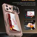 Vihibii for iPhone 17 Pro Max Case Wallet with Card Holder (4 Cards) [RFID Blocking] & Slide Camera Cover, Military Grade Drop Protection, Rugged Back & Silicone Edge Phone Case 6.9" 2025, Rose Gold