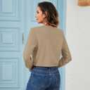 Cropped Cardigan Sweaters for Women Long Sleeve Open Front Bolero Shrugs for Dresses, S-XL (XL)
