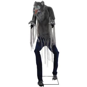 Haunted Hill Farm 7-Ft. Tall Towering Werewolf, Motion-Activated Animatronic for Indoor or Covered Outdoor Creepy Decorations, Plug-in Scary Halloween Prop