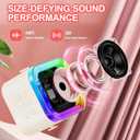 Kids Karaoke Machine Toy Ages 3-12, 2 Wireless Mics BT Speaker, Cream | Voice Changer, LED Party Lights, Duets, BT 5.3, Mini Rechargeable Portable, Christmas Birthday Gifts for Toddler Boys & Girls