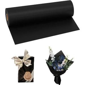 Hibmisy Kraft Paper Roll, Wrapping Paper for Gift Packaging, Crafts, Birthdays, Christmas (Black, 11.8" × 16.4'), 11.8" × 196.8"