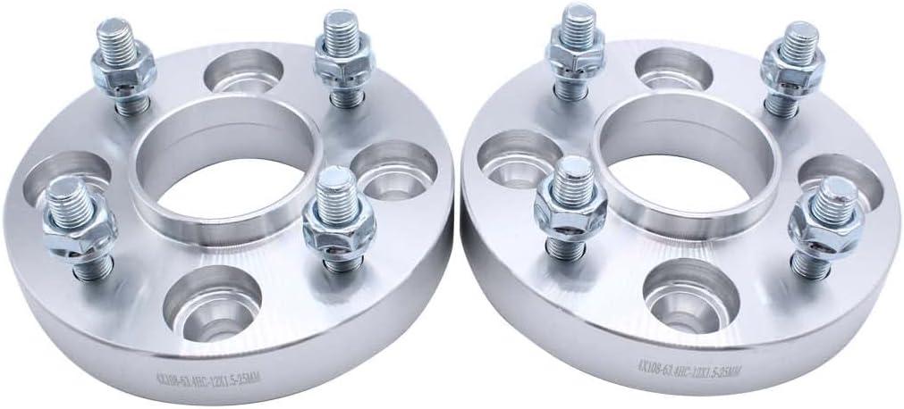 2pcs 25mm Spacers 4x108mm Hubcentric Forged Wheels Spacer Kit mit 8olts M12x1.5 Hub Bore 63.4mm for Ford 2pcs 25mm Spacers 4x108mm Hubcentric Forged Wheels Spacer Kit mit 8olts M12x1.5 Hub Bore 63.4mm for Ford