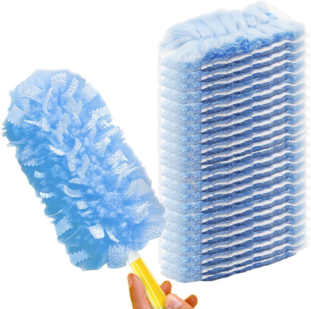 Duster Refill for Swiffer Duster, 30 Count Heavy Duty 2 Side 360 Duster Refills with 1 Handle, 4X Microfibers, Disposable Multi Surface Dusters for Cleaning