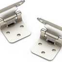 Ravinte 50 Pack (25 Pairs) 1/2 inch Overlay (Variable) Cabinet Hinges, Self-Closing Semi-Concealed Face Mount, Satin Nickel Decorative Hardware with Door Bumpers for Kitchen & Cupboard Doors, Silver