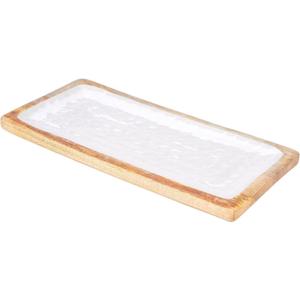 Boston International Mango Wood and Mother of Pearl Cheese Board Centerpiece Serving Tray, Large 16.25" x 7.5"