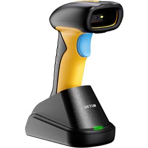NETUM Upgraded QR Industrial Bluetooth Barcode Scanner with Charging Dock, Wireless 2D 1D Bar Code Reader 2600mAh Drop Protection Shock Dust Proof Hands Free for Windows Mac Android iOS (NT-1200)