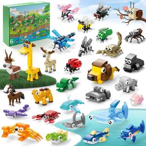 30 Packs Party Favors for Kids, 888 PCS Animal Building Blocks Mini Sets Party Favors for Goodie Bags Stuffers Classroom Prizes Return Gifts Valentines Bulk Gifts for Boys Girls Student Ages 6+