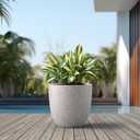Kante Large Round Bowl CON Gray Concrete Planter 18" Dia, Outdoor
