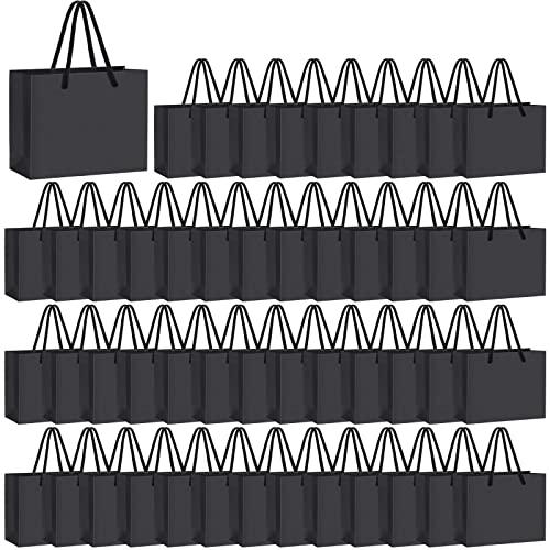 Yexiya 50 Pcs Black Mini Gift Bags with Handle Gift Card Bags Bulk Extra Small Paper Party Favor Boxes Tiny for Christmas Wedding Baby Shower Birthday Wrapping Supplies, 4.7 x 3.9 x 2.3 Inch
