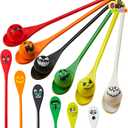 JOYIN 6 Pcs Halloween Egg and Spoon Race Game Set; Eyeballs and Spoons with Assorted Colors for Kids Adults Halloween Outdoor Fun Games, Party Favor Supplies, Classroom Activities