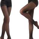 WiliW 2 Pairs Ultra Strong Tights for Women 10D Rip Resistant Sheer Pantyhose High Waist Control Top Tights (M)